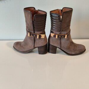 Napoleoni  Brown Suede And Leather Boots Made in Italy Size  37